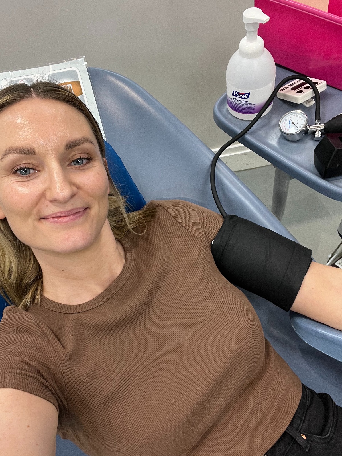 Liz Sloan Donating Blood